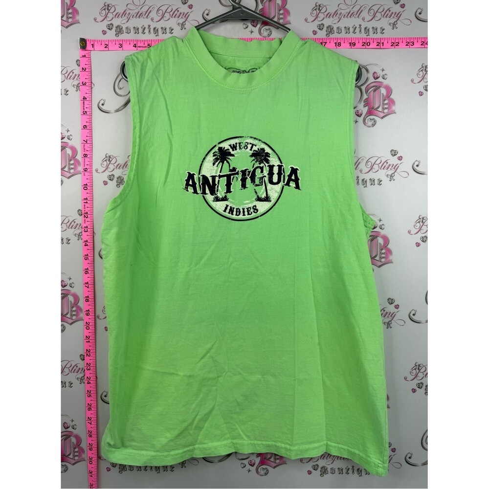 U.s vintage tank top neon green tropical Antigua Graphic Tank in Bright Lime